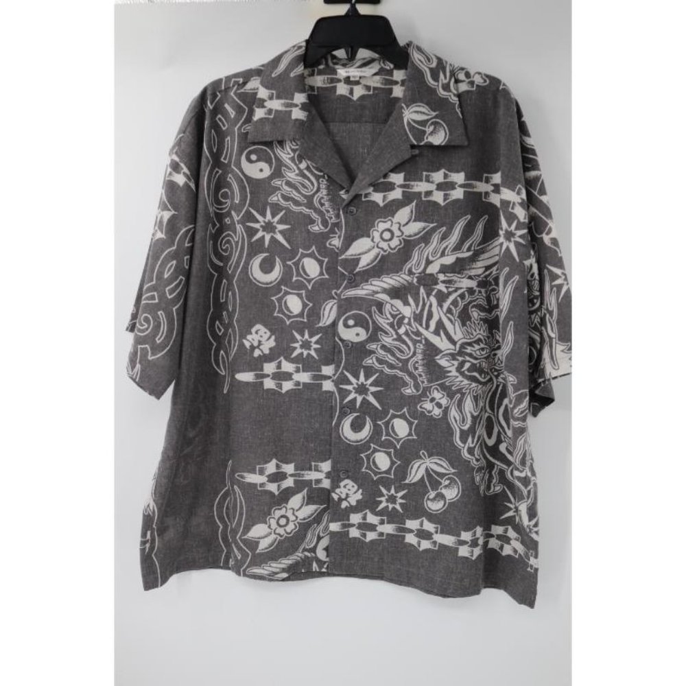Moussy Shirt Unisex size Free Linen Blend Bandana yin yang dragon Oversized